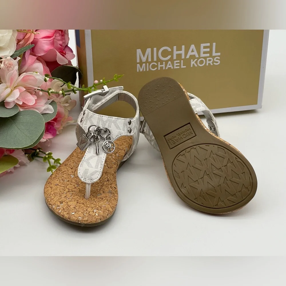 Michael Kors Girl’s Monogram Thong Charm Sandals